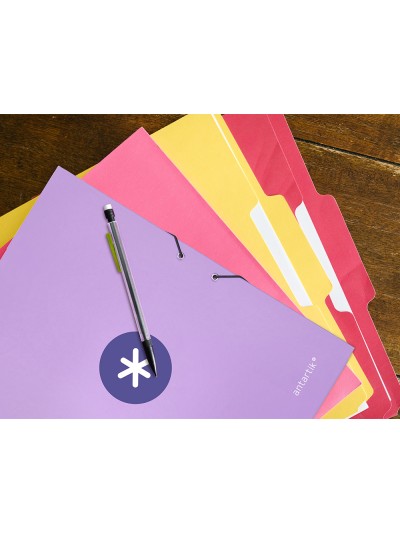 Carpeta antartik gomas a4 3 solapas carton forrado color lavanda