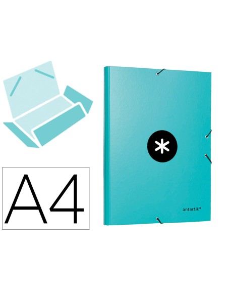 Carpeta antartik gomas a4 3 solapas carton forrado color menta