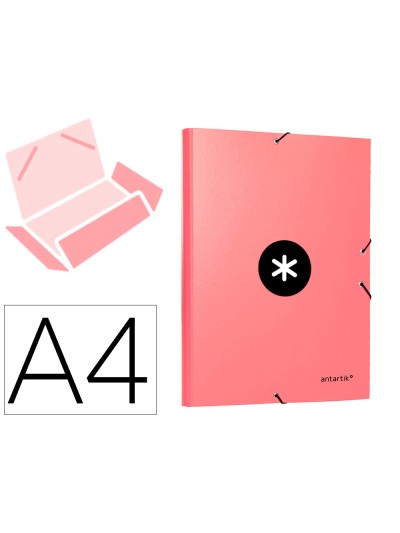 Carpeta antartik gomas a4 3 solapas carton forrado color coral