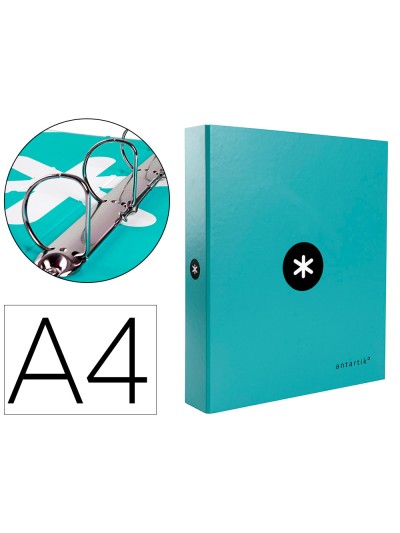 Carpeta 4 anillas 40 mm mixtas antartik a4 forrada color menta