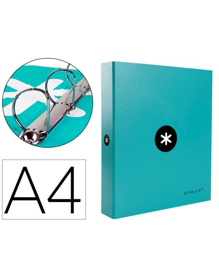 Carpeta 4 anillas 40 mm mixtas antartik a4 forrada color menta