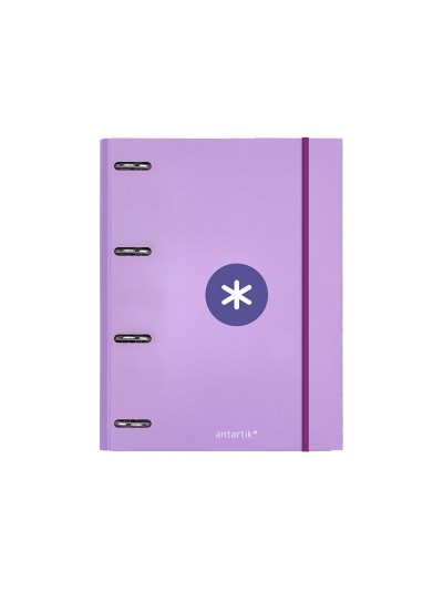 Carpeta con recambio antartik a4 cuadro 5mm forrada 4 anillas 25mm redondas color lavanda