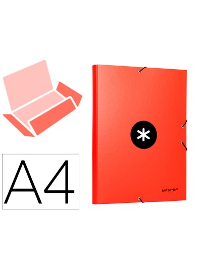 Carpeta antartik gomas a4 3 solapas carton forrado color roja