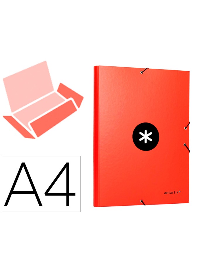 Carpeta antartik gomas a4 3 solapas carton forrado color roja Carpeta antartik gomas a4 3 solapas carton forrado color roja
