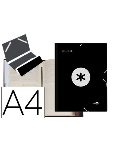 Carpeta antartik clasificadora a4 12 departamentos gomas carton forrado color negro