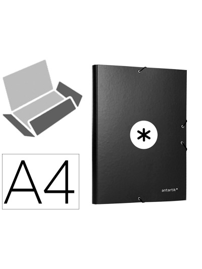 Carpeta antartik gomas a4 3 solapas carton forrado color negro