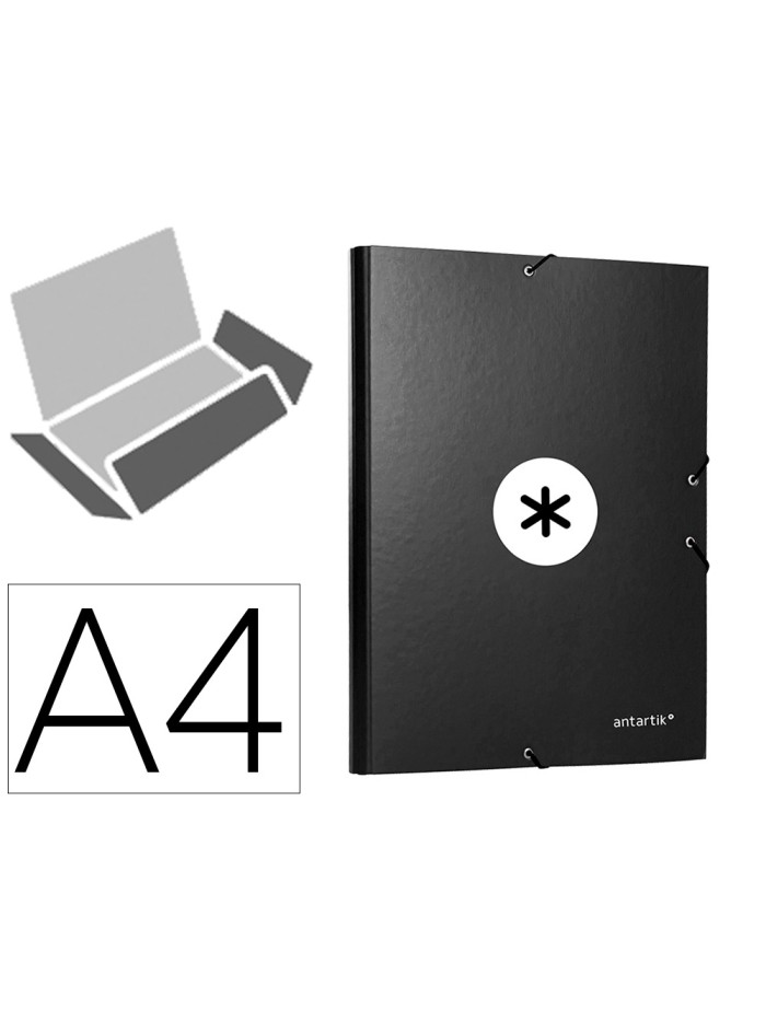 Carpeta antartik gomas a4 3 solapas carton forrado color negro Carpeta antartik gomas a4 3 solapas carton forrado color negro