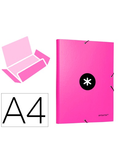 Carpeta antartik gomas a4 3 solapas carton forrado color rosa