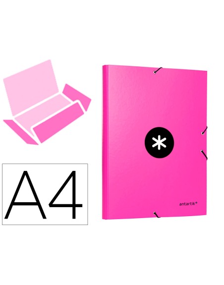 Carpeta antartik gomas a4 3 solapas carton forrado color rosa