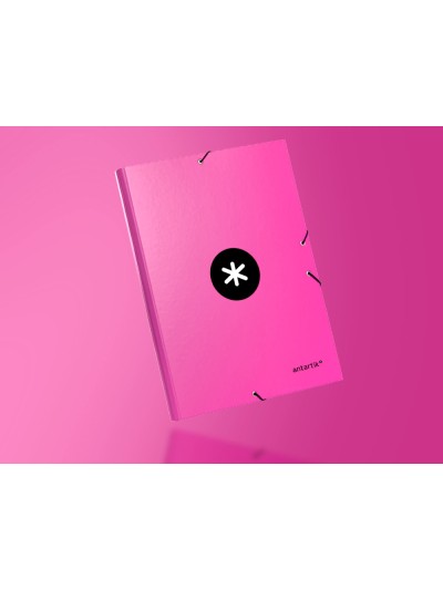 Carpeta antartik gomas a4 3 solapas carton forrado color rosa