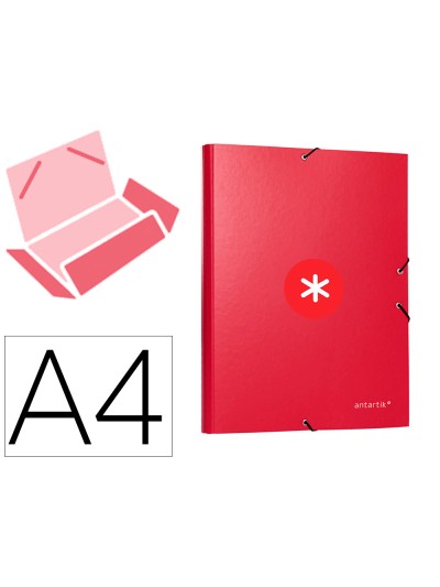 Carpeta antartik gomas a4 3 solapas carton forrado color frambuesa