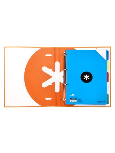 Carpeta con recambio antartik a4 cuadro 5mm forrada 4 anillas 40mm redondas con solapa color mostaza