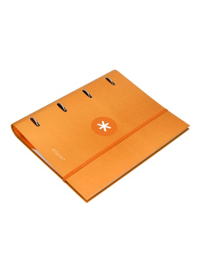 Carpeta con recambio antartik a4 cuadro 5mm forrada 4 anillas 40mm redondas con solapa color mostaza