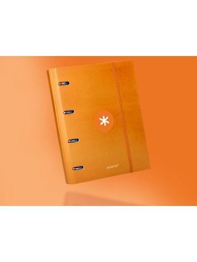 Carpeta con recambio antartik a4 cuadro 5mm forrada 4 anillas 40mm redondas con solapa color mostaza