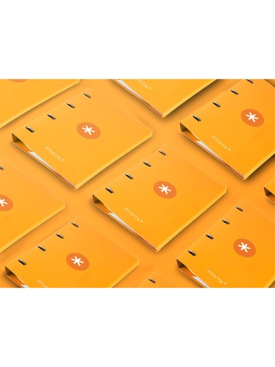 Carpeta con recambio antartik a4 cuadro 5mm forrada 4 anillas 40mm redondas con solapa color mostaza