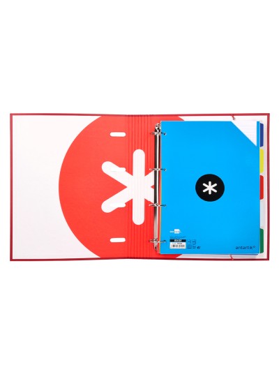 Carpeta con recambio antartik a4 cuadro 5mm forrada 4 anillas 40mm redondas con solapa color frambuesa