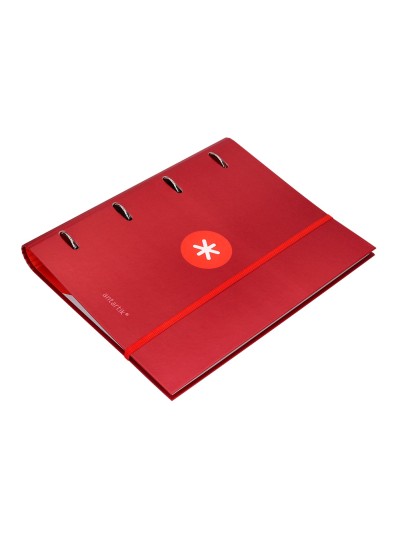 Carpeta con recambio antartik a4 cuadro 5mm forrada 4 anillas 40mm redondas con solapa color frambuesa