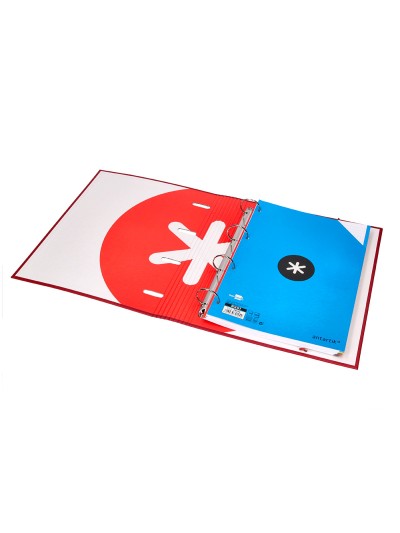 Carpeta con recambio antartik a4 cuadro 5mm forrada 4 anillas 40mm redondas con solapa color frambuesa
