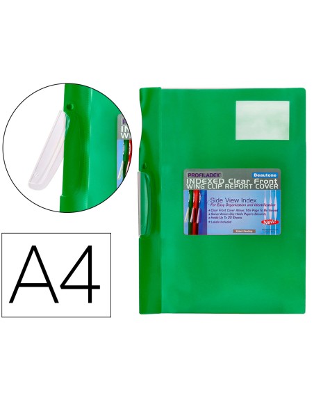 Carpeta beautone dossier pinza lateral 48383 polipropildin a4 verde pinza giratoria -pack de 10 retractilado