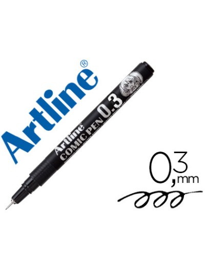 Rotulador artline calibrado micrometrico negro comic pen ek-283 punta poliacetal 0,3 mm resistente al agua