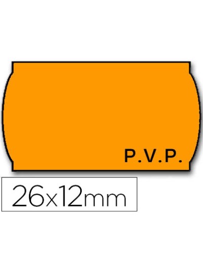 Etiquetas meto onduladas 26x12 mm pvp naranja fluor adh.2 rollo 1500 etiquetas para etiquetadora tovel