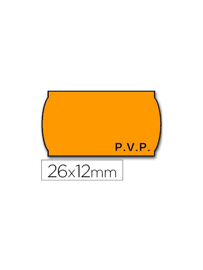Etiquetas meto onduladas 26x12 mm pvp naranja fluor adh.2 rollo 1500 etiquetas para etiquetadora tovel Etiquetas meto onduladas 26x12 mm pvp naranja fluor adh.2 rollo 1500 etiquetas para etiquetadora tovel