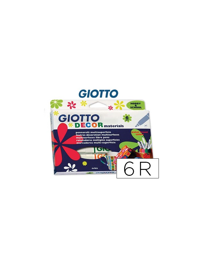 Rotulador giotto decor materials caja de 6 colores surtidos Rotulador giotto decor materials caja de 6 colores surtidos
