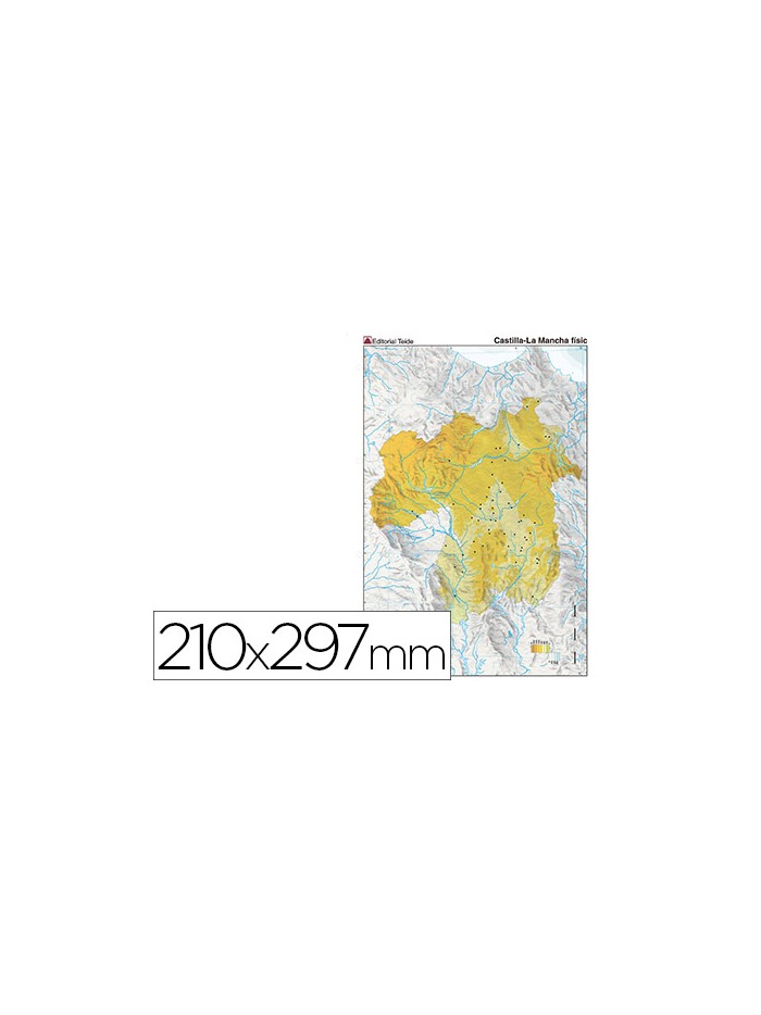 Mapa mudo color din a4 castilla-la mancha fisico Mapa mudo color din a4 castilla-la mancha fisico