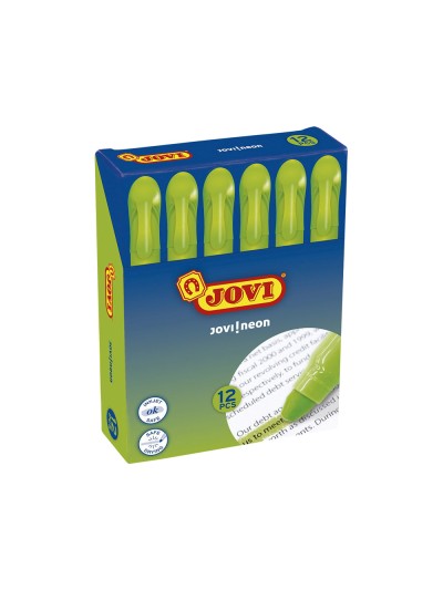 Marcador de cera gel jovi fluorescente verde caja de 12 unidades