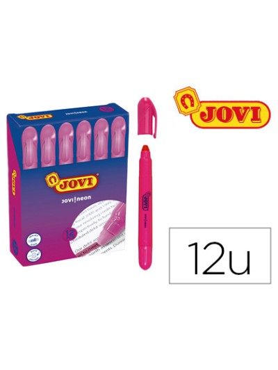 Marcador de cera gel jovi fluorescente rosa caja de 12 unidades