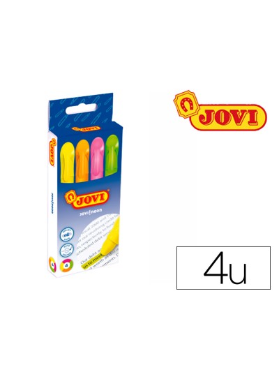 Marcador de cera gel jovi fluorescente caja de 4 unidades colores surtidos