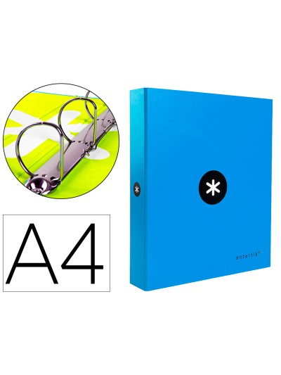 Carpeta 4 anillas 40 mm mixtas antartik a4 forrada color azul