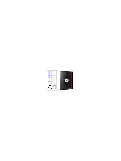 Carpeta con recambio antartik a4 cuadro 5mm forrada 4 anillas 25mm redondas color negro