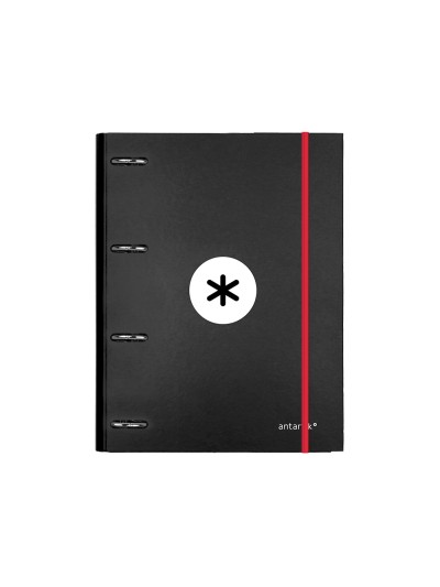 Carpeta con recambio antartik a4 cuadro 5mm forrada 4 anillas 25mm redondas color negro