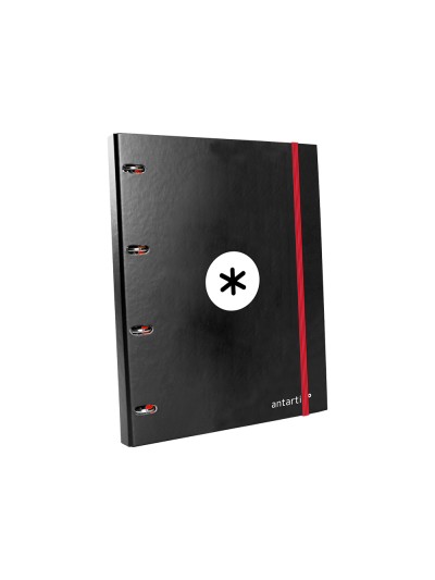 Carpeta con recambio antartik a4 cuadro 5mm forrada 4 anillas 25mm redondas color negro