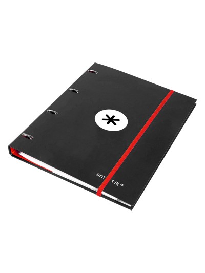 Carpeta con recambio antartik a4 cuadro 5mm forrada 4 anillas 25mm redondas color negro