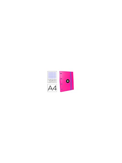 Carpeta con recambio antartik a4 cuadro 5mm forrada 4 anillas 25mm redondas color rosa