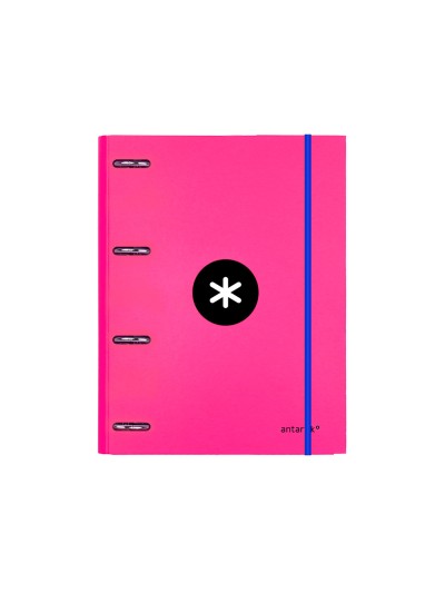Carpeta con recambio antartik a4 cuadro 5mm forrada 4 anillas 25mm redondas color rosa