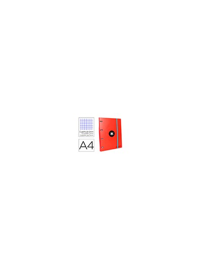 Carpeta con recambio antartik a4 cuadro 5mm forrada 4 anillas 25mm redondas color rojo