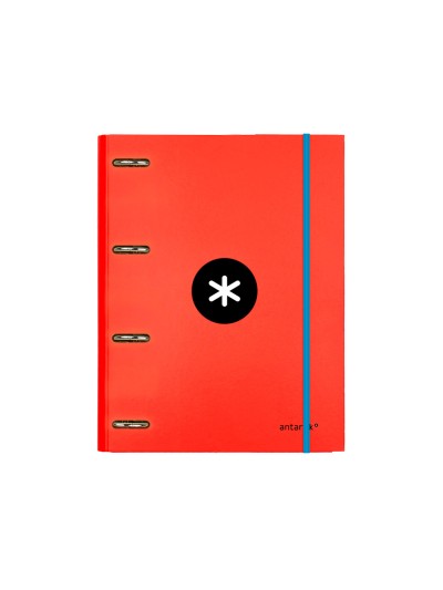 Carpeta con recambio antartik a4 cuadro 5mm forrada 4 anillas 25mm redondas color rojo