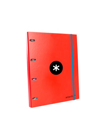Carpeta con recambio antartik a4 cuadro 5mm forrada 4 anillas 25mm redondas color rojo