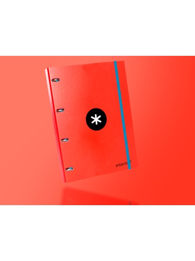 Carpeta con recambio antartik a4 cuadro 5mm forrada 4 anillas 25mm redondas color rojo