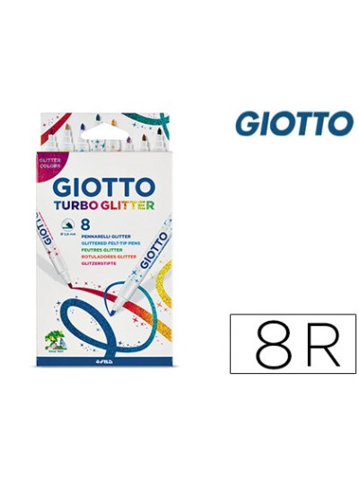 Rotulador giotto turbo glitter purpurina caja de 8 unidades