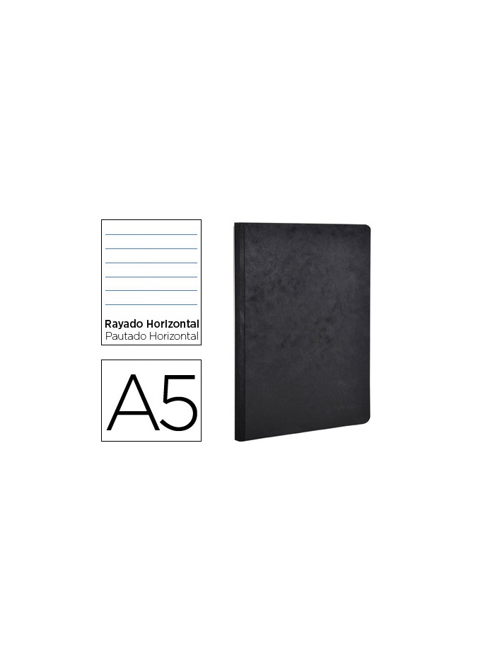 Libreta age-bag tapa cartulina lomo cosido rayado horizontal 96 hojas color negro 148x210 mm Libreta age-bag tapa cartulina lomo cosido rayado horizontal 96 hojas color negro 148x210 mm