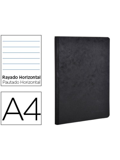 Libreta age-bag tapa cartulina lomo cosido rayado horizontal 96 hojas color negro 210x297 mm