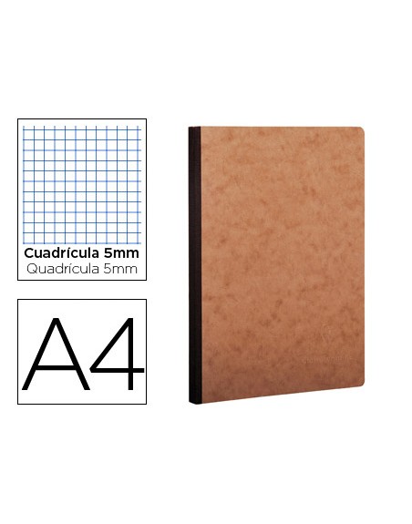 Libreta age-bag tapa cartulina lomo cosido cuadro 5 mm 96 hojas color havana 210x297 mm