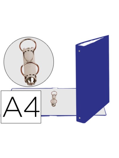 Carpeta de 2 anillas 30mm redondas exacompta din a4 carton forrado azul