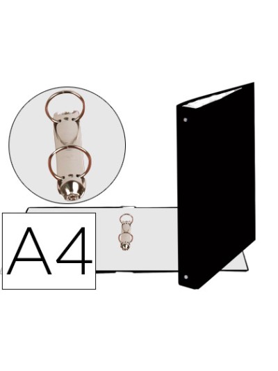 Carpeta de 2 anillas 30mm redondas exacompta din a4 carton forrado negro