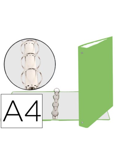 Carpeta de 4 anillas 30mm redondas exacompta din a4 carton forrado verde anis