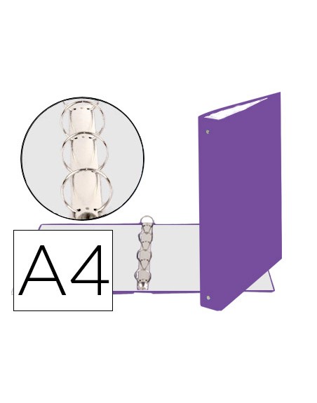 Carpeta de 4 anillas 30mm redondas exacompta din a4 carton forrado morado